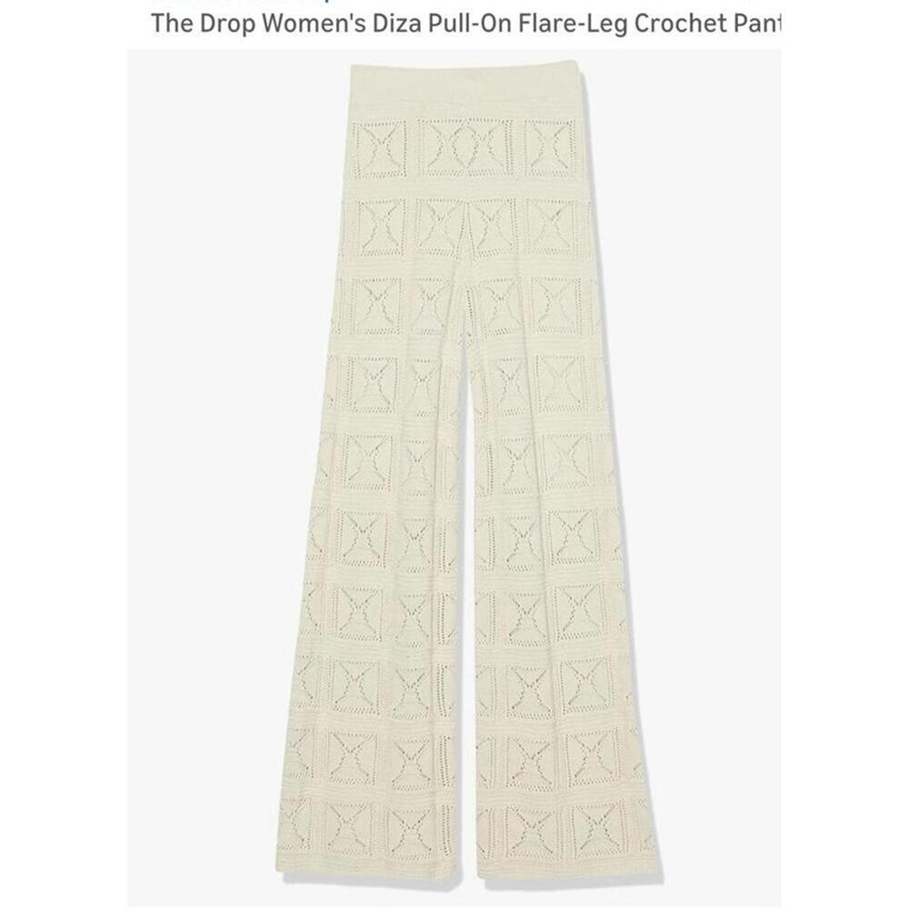 The Drop Women's Diza Pull-On Flare-Leg Crochet Pant